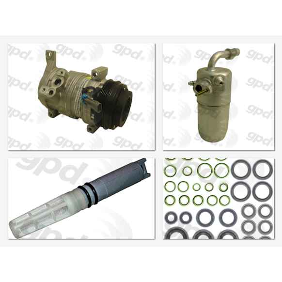 9613312 4-Piece Kit A/C Compressor, With Clutch, 4-Groove Pulley, Includes (1) A/C Compressor, (1) A/C Accumulator, (1) A/C Orifice Tube and (1) A/C O-Ring and Gasket Seal Kit
