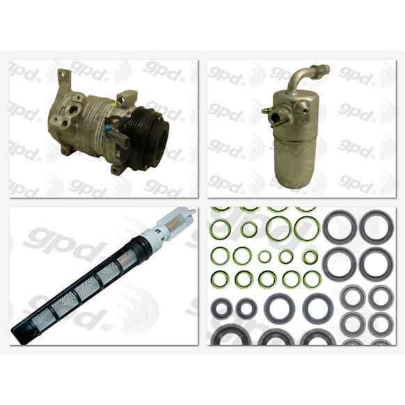 9614813 4-Piece Kit A/C Compressor, With Clutch, 4-Groove Pulley, Includes (1) A/C Compressor, (1) A/C Accumulator, (1) A/C Orifice Tube and (1) A/C O-Ring and Gasket Seal Kit