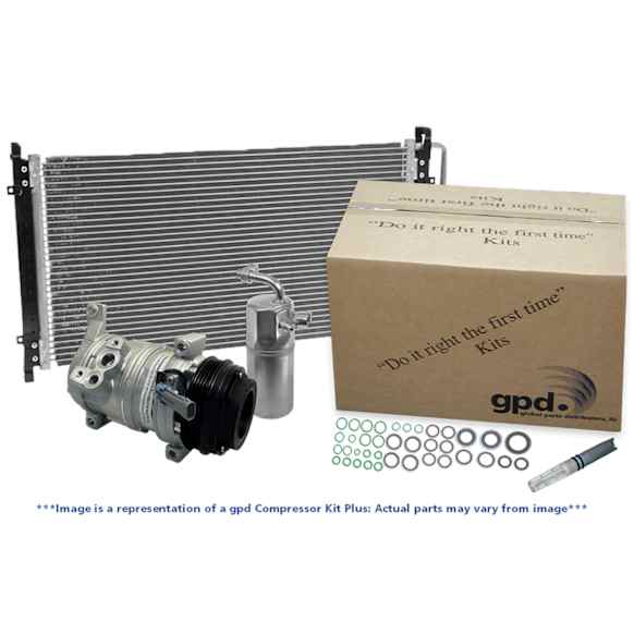 2004 Chrysler Pacifica - 5-Piece Kit A/C Compressor, From 12/03/2003, With Clutch, 6-Groove Pulley, 3.5L 6Cyl, GPD OE Replacement Includes (1) A/C Compressor, (1) A/C Condenser, and (1) A/C Service Kit (A/C Expansion Valve, A/C Receiver Drier, and A/C O-Ring and Ga