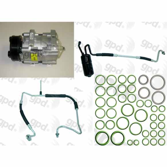9632007 4-Piece Kit A/C Compressor, With Clutch, 6-Groove Pulley, 3.0L, 6Cyl, Includes (1) A/C Compressor, (1) A/C Accumulator, (1) A/C Discharge and Liquid Line and (1) A/C O-Ring and Gasket Seal Kit