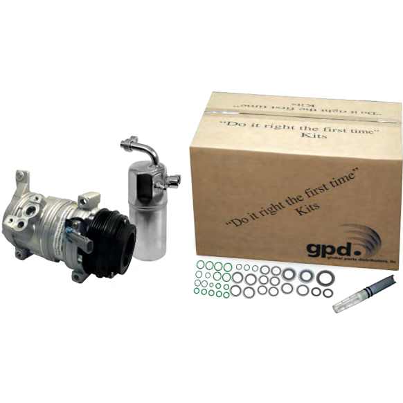 9633428 4-Piece Kit A/C Compressor, With Clutch, 6-Groove Pulley, 2.5L, 4Cyl, Includes (1) A/C Compressor, (1) Drier Desiccant Element, (1) A/C Expansion Valve and (1) A/C O-Ring and Gasket Seal Kit