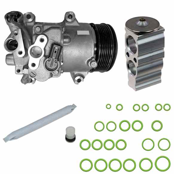 2018 Subaru Outback - 4-Piece Kit A/C Compressor, 6 Groove; Acum/ Drier 1412045; Oring Seal Kit 1321414; 6513331; Front Exp Valve 3411623; Tse14F, With Clutch, 6-Groove Pulley, 2.5L 4Cyl