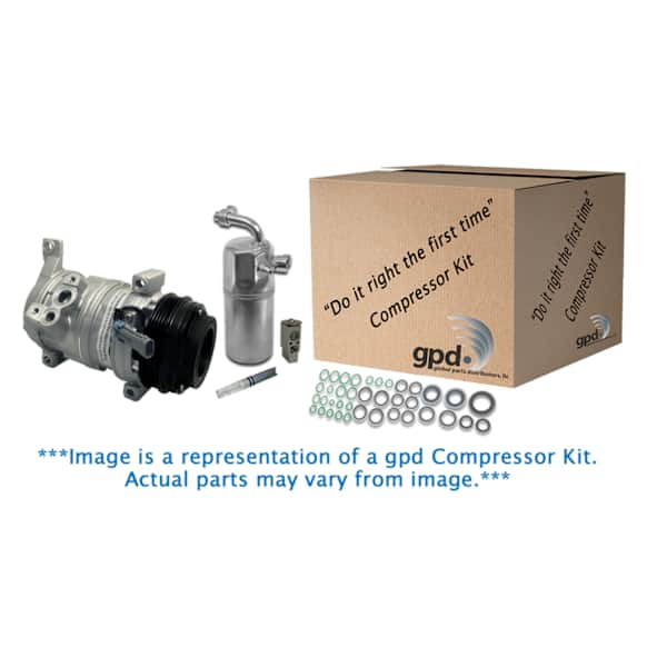 9642920 5-Piece Kit A/C Compressor, With Clutch, 8-Groove Pulley, 5.7L, 8Cyl, Includes (1) A/C Compressor, (1) Drier Desiccant Element, (2) A/C Expansion Valve and (1) A/C O-Ring and Gasket Seal Kit