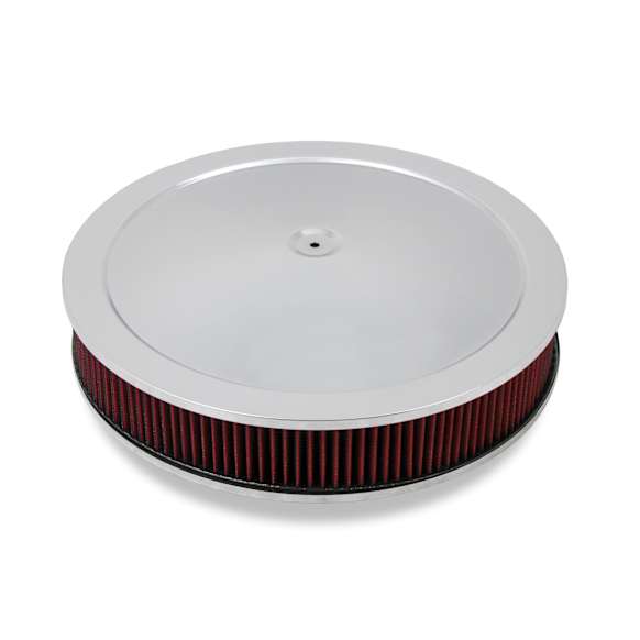 120-4130 16 X 3in. Chrome Drop-Base Air Cleaner for 4150 series carburetors with 5-1/8” dia. neck