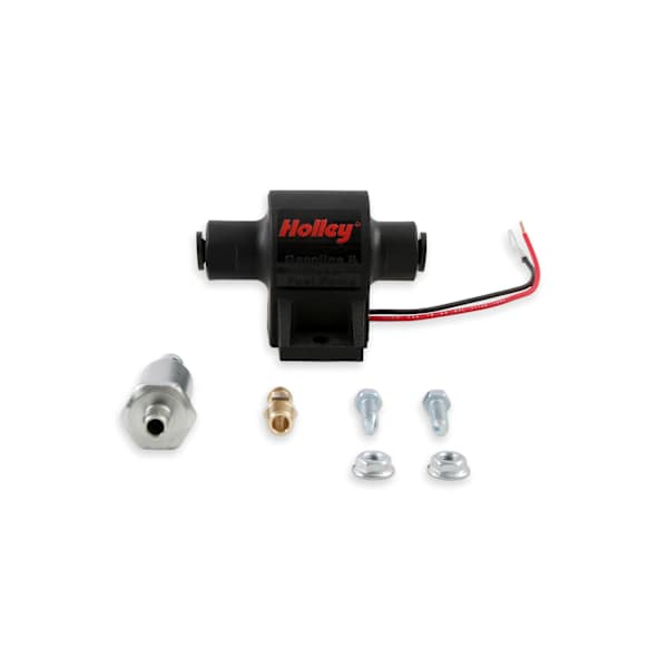 12-428 Universal, 34 GPH HOLLEY MIGHTY MITE ELECTRIC FUEL PUMP, 7-10 PSI, Street Carbureted or Diesel Applications Compatible with all fuels and fuel additives