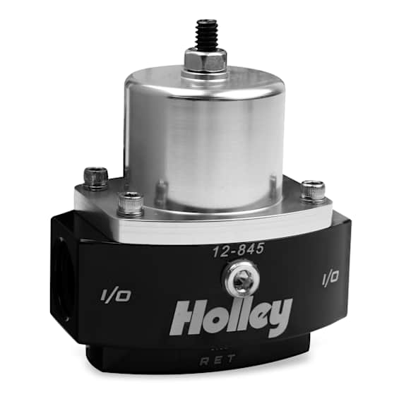 12-845 Universal, HP Billet Fuel Pressure Regulator, 4.5-9 psi, Anodized black and clear, Gas, Return, Sold Individually