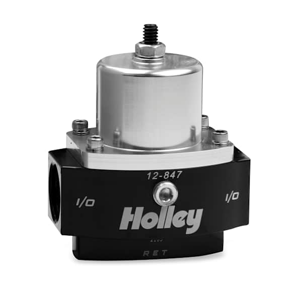 12-847 Universal, Dominator Billet Fuel Pressure Regulator, 4.5-9 psi, Anodized black and clear, Gas, Return, Sold Individually