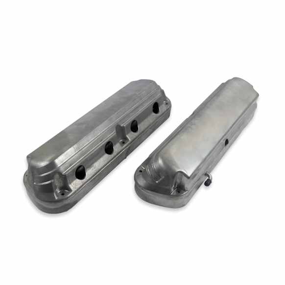 241-185 Universal, Holley 2-Piece Ford Style Valve Cover - Gen III/IV GM LS, Coil-Mount Base & Integrated Coil Cover - Cast Alum. Natural