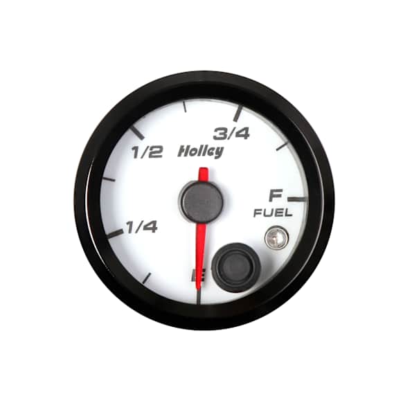 26-614W Universal, White Face 2-1/16" Fuel Level Gauge-Holley logo