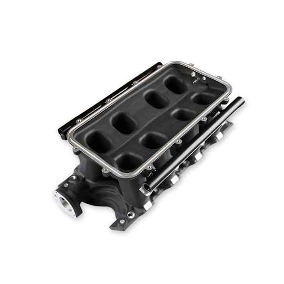 300-306BK 8.2" SBF Ford Hi-Ram EFI Manifold with Side Mount Top-Black