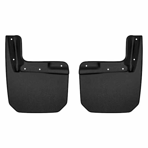 58151 Front, Driver and Passenger Side Mud Flaps, Black, Thermoplastic, Custom Fit Series