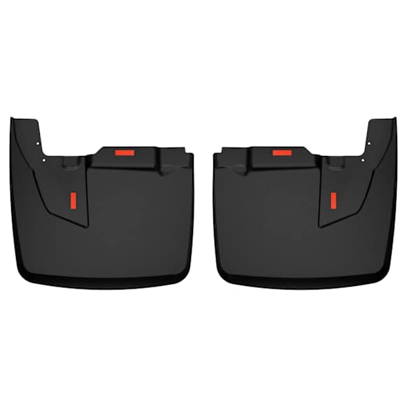 59071 Rear, Driver and Passenger Side Mud Flaps, Black, Thermoplastic, Custom Fit Series