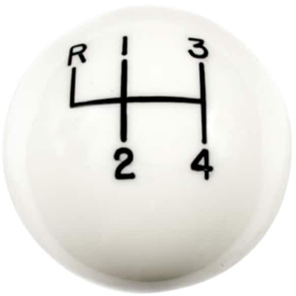 1630002 Universal, Classic Series Shift Knob - White Plastic Round  Sold individually