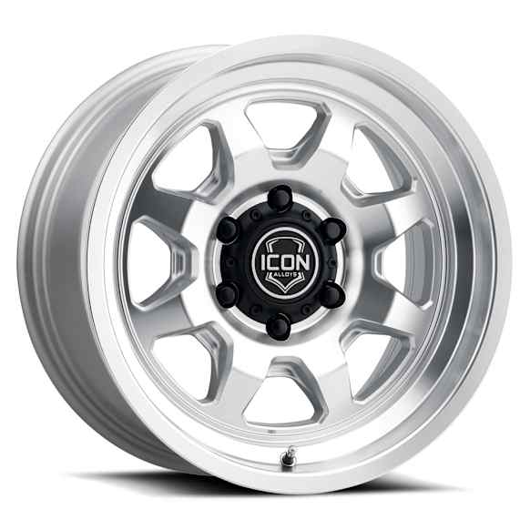 ICNWH8117858347SM ICON Alloys Nuevo, Silver Machined, 17 x 8.5 / 6 x 5.5, 0mm Offset, 4.75in. BS