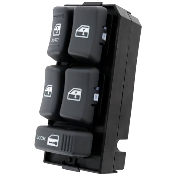 Front, Driver Side Window Switch, Gray, 5-Button