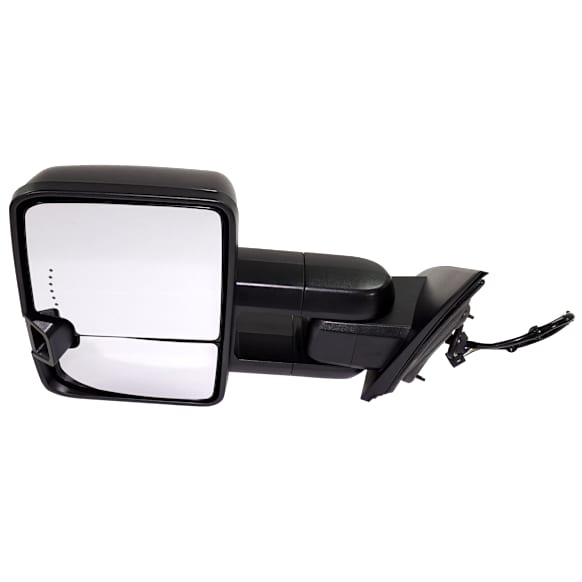 2019 GMC Sierra 1500 Limited - Driver Side Towing Mirror, Power Adjust, Heated, Textured Black, Manual Folding, In-glass Signal Light, With Blind Spot Glass, No Memory, No Puddle Light, No Auto-Dim