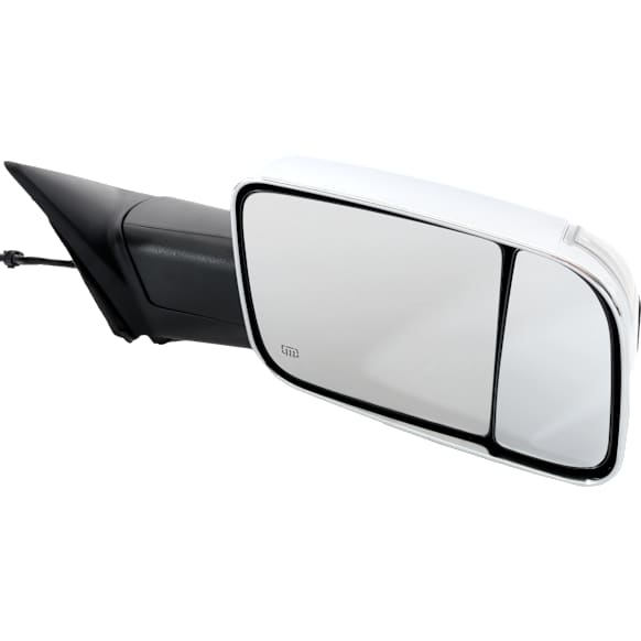 2021 Ram 5500 - Passenger Side Towing Mirror, Upper - Power Adjust, Lower - Manual Adjust, Heated, Chrome, Manual Folding, In-housing Signal Light, With Blind Spot Glass, No Memory, No Puddle Light, No Auto-Dim