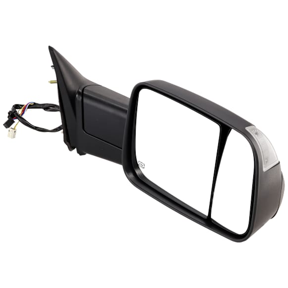 2011-2012 Ram 3500 - Passenger Side Towing Mirror, Power Adjust, Heated, Manual Folding, Textured Black, In-housing Signal Light, No Memory, With Puddle Light, No Auto-Dim, No Blind Spot Feature