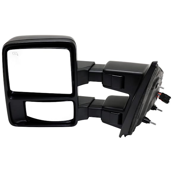 Driver Side Towing Mirror, Power Adjust, Power Folding, Heated, Textured Black, In-housing Signal Light, With memory, No Puddle Light, No Auto-Dimming, No Blind Spot Feature