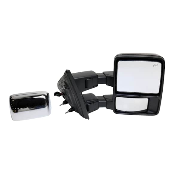 2013 Ford F-150 King Ranch - Passenger Side Towing Mirror, Power Adjust, Heated, With 1 Chrome and 1 Paintable Cap, Power Folding, In-housing Signal Light, No Blind Spot Feature, With Memory, No Puddle Light, No Auto-Dim