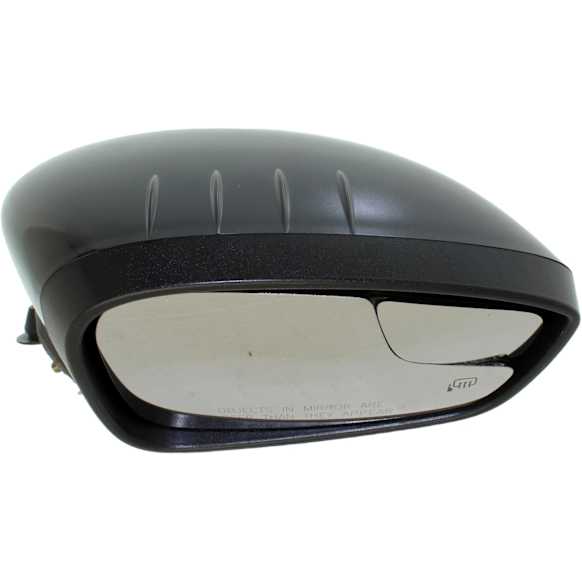 Passenger Side Mirror, Power Adjust, Manual Folding, Heated, Paintable, In-housing Signal Light, No Memory, No Puddle Light, No Auto-Dimming, With Blind Spot Glass