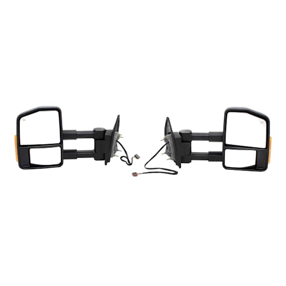 2016 Ford F-250 Super Duty - Driver and Passenger Side Towing Mirror, Manual Adjust, Heated, Textured Black, Manual Folding, In-housing Signal Light, No Blind Spot Feature, No Memory, No Puddle Light, No Auto-Dim, Crew Cab Pickup