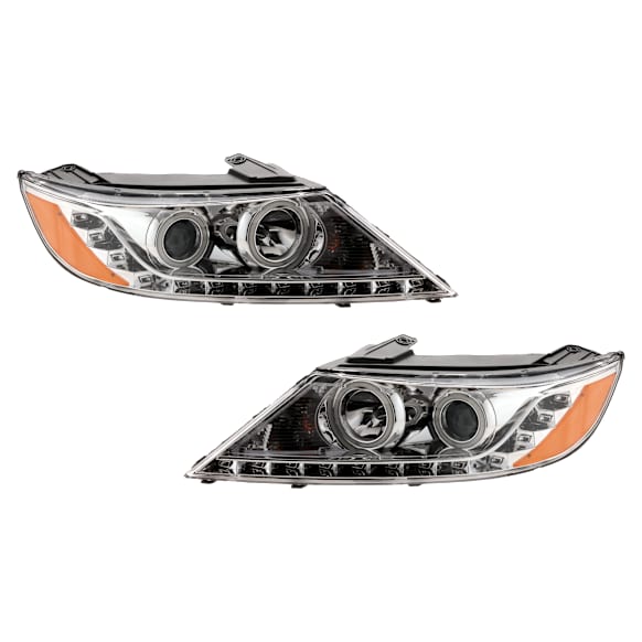 2012 Kia Sorento - Driver and Passenger Side Projector LED Headlight, With bulb(s), Clear Lens, Chrome Interior