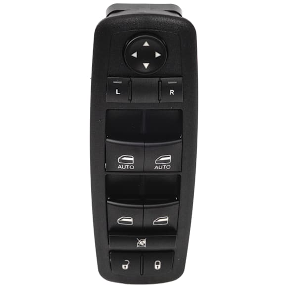2010 Chrysler Town & Country - Front, Driver Side Window Switch, Without Power Folding Mirrors; With One Touch Up and Down; With Power Sliding Door, Black