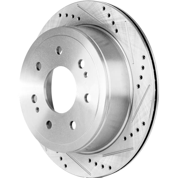2004-2011 Ford F-150 - Rear, Driver or Passenger Side Brake Disc, Natural Finish, Cross-drilled and Slotted, Vented, 7 Lugs, 348 mm
