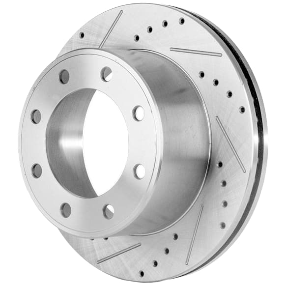 Rear, Driver or Passenger Side Brake Disc, Cross-drilled and Slotted, Vented, Pro-Line Series