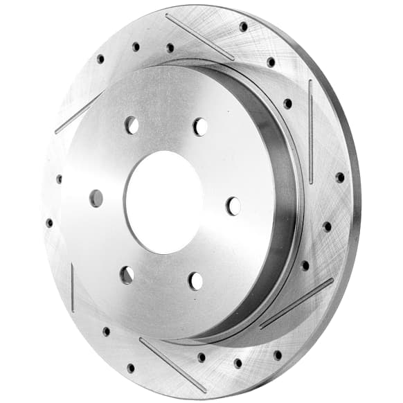 Rear, Driver or Passenger Side Brake Disc, Cross-drilled and Slotted, Solid