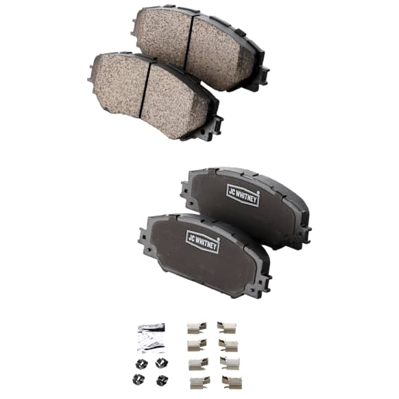 Front Brake Pad Set, Ceramic, Hardware Includes (4) Pieces Anti Rattle Spring, (8) Pieces Pad Locating Clip