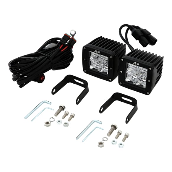 JU97980001 Offroad Light - LED Light Pods, Black, Aluminum, Square, Clear Lens, White Beam, 20 Watts, Set of 2, Universal 
