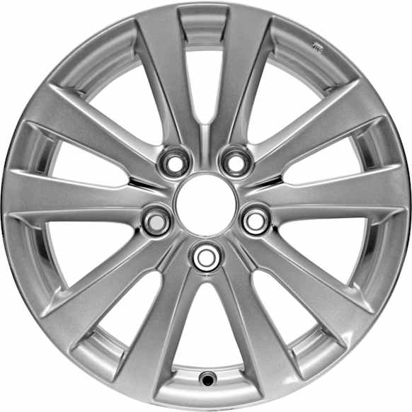 2012 Honda Civic - Aluminum Silver Wheel, ALLOY WHEEL; 16 X 6.5; 10 SPOKE; 5 LUG; 4.5 INCH BP; NEW REPLICA; ALL PAINTED SILVER, 16 in. x 6.5 in., 5 x 114.3 mm Bolt Pattern