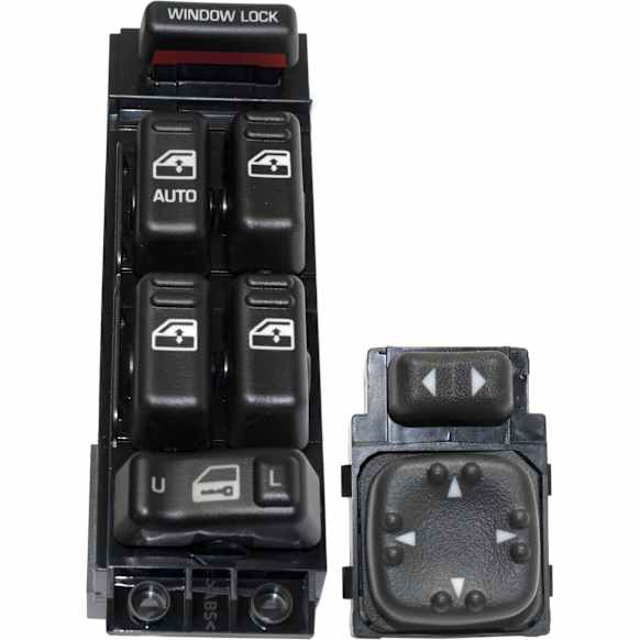 2-Piece Kit Front, Driver Side Window Switch Black 6 Buttons, Includes (1) Mirror Switch and (1) Window Switch