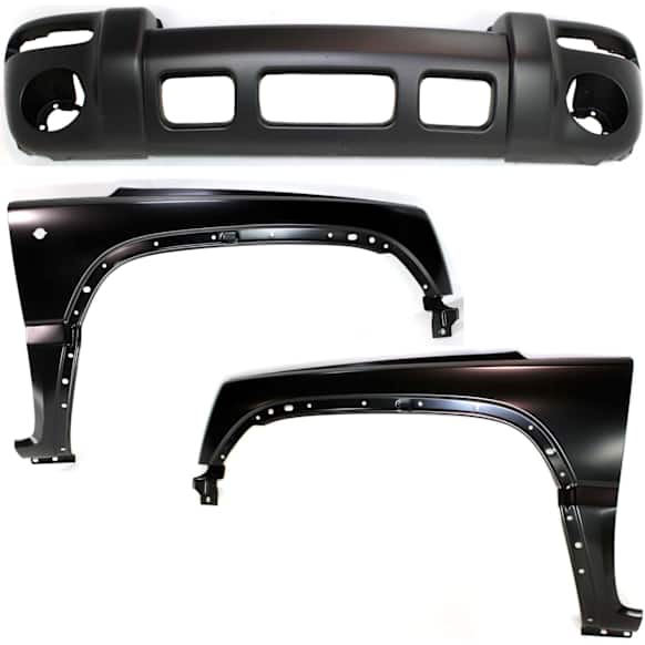 3-Piece Kit, Front Primed Bumper Cover, Includes (1) Bumper Cover and (2) Fender