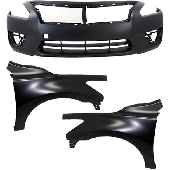 3-Piece Kit, Front Primed Bumper Cover, Includes (1) Bumper Cover and (2) Fender