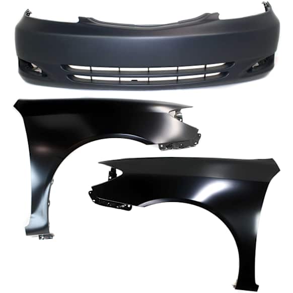 3-Piece Kit, Front Primed Bumper Cover, USA Built Vehicle, Includes (1) Bumper Cover and (2) Fender
