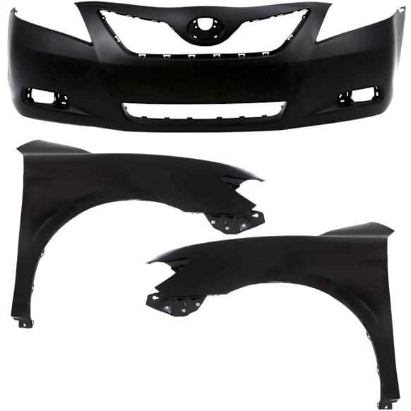 3-Piece Kit, Front Primed Bumper Cover, USA Built Vehicle, CAPA Certified, Includes (1) Bumper Cover and (2) Fender