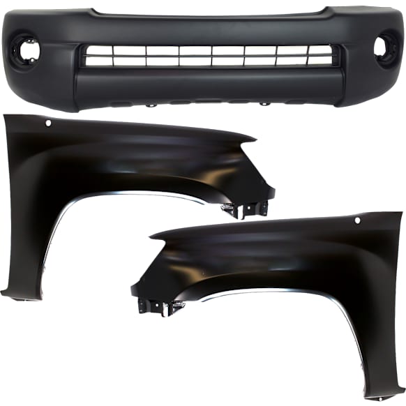 3-Piece Kit, Front Textured Bumper Cover, Includes (1) Bumper Cover and (2) Fender