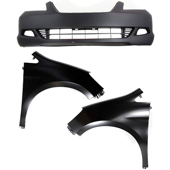 2005 Honda Odyssey - 3-Piece Kit Front Primed Bumper Cover, For Models With Fog Lights and Parking Aid Sensor, Includes (1) Bumper Cover and (2) Fender