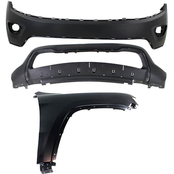 3-Piece Kit, Front, Upper and Lower Upper - Primed, Lower - Textured Bumper Cover, For Models With Code MFD or MFN, Includes (2) Bumper Cover and (1) Fender