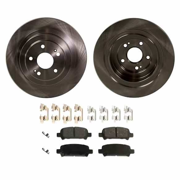 2-Wheel Set Rear Brake Disc and Pad Kit, Plain Surface 5 Lugs 289.81 mm Ceramic Pro-Line Series, Includes (1) Brake Pad Set and (2) Brake Disc