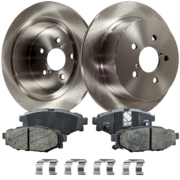 2-Wheel Set Rear Brake Disc and Pad Kit, Plain Surface 5 Lugs 273.81 mm Ceramic Pro-Line Series, Includes (1) Brake Pad Set and (2) Brake Disc