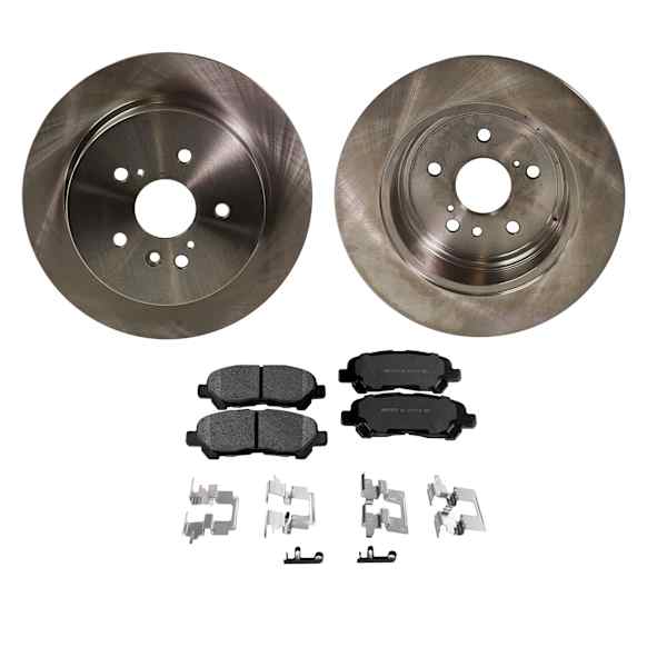 2-Wheel Set Rear Brake Disc and Pad Kit, Plain Surface 5 Lugs 309.12 mm Ceramic Pro-Line Series, Includes (1) Brake Pad Set and (2) Brake Disc