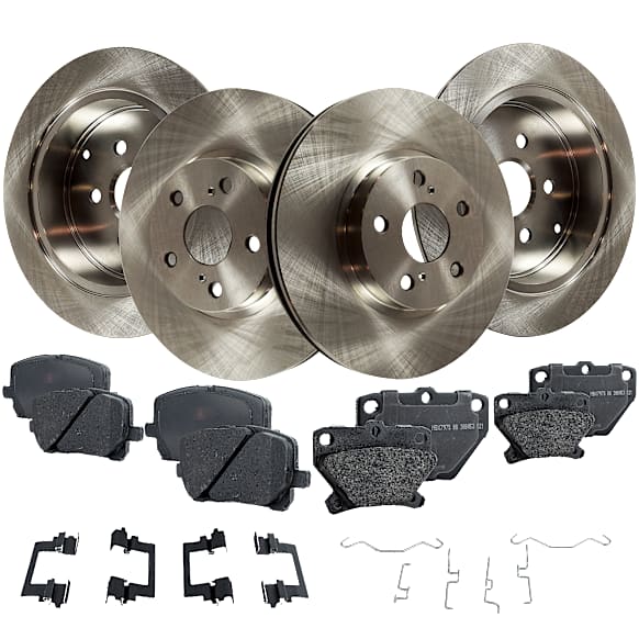 4-Wheel Set Front and Rear Brake Disc and Pad Kit, Plain Surface 5 Lugs Front-275.08 mm/Rear-268.99 mm Ceramic Pro-Line Series, Includes (4) Brake Disc and (2) Brake Pad Set