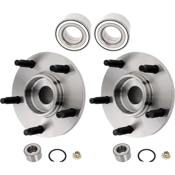 2-Wheel Set Front and Rear Wheel Hub, 5 Lugs, With Bearing, Includes (2) Wheel Bearing and (2) Wheel Hub