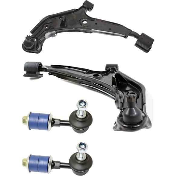 4-Piece Kit Front, Driver and Passenger Side, Lower Control Arm Kit, Includes (2) Control Arm and (2) Sway Bar Link
