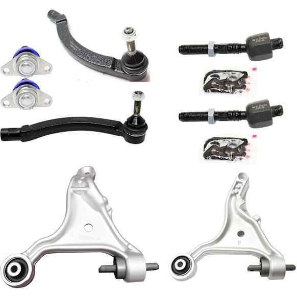 8-Piece Kit Front, Driver and Passenger Side, Lower Control Arm Kit, Includes (2) Ball Joint, (2) Control Arm, and (4) Tie Rod End