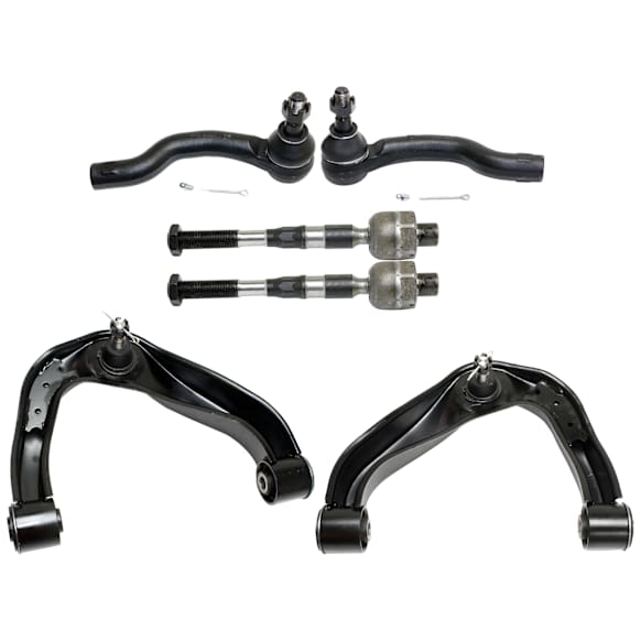 6-Piece Kit Front, Driver and Passenger Side, Upper Control Arm Kit, Includes (2) Control Arm and (4) Tie Rod End